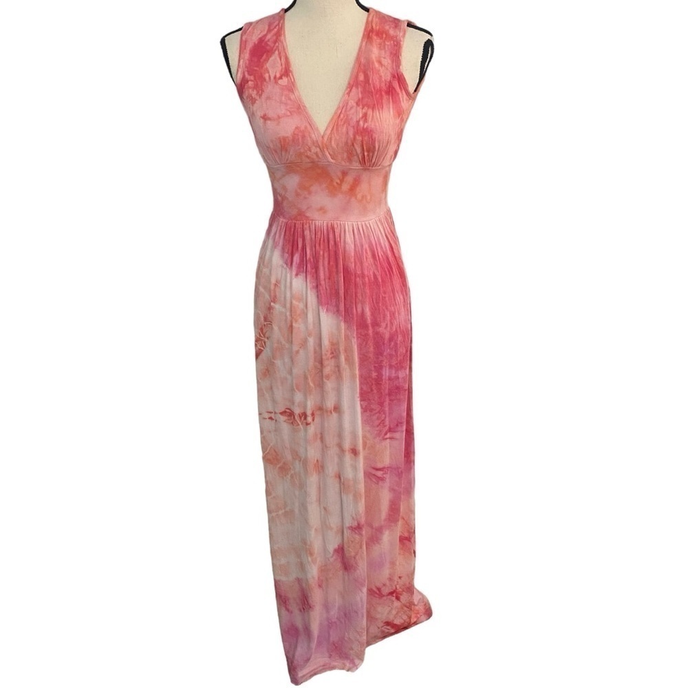 Love Tanjane Pink and Orange Tie-dye Maxi Dress Size Small Beach Resort Coastal